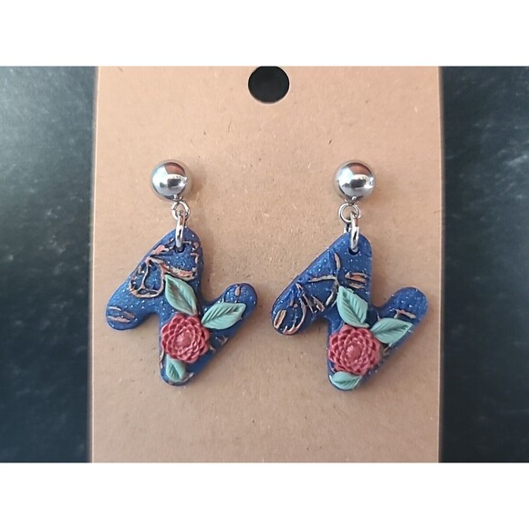 Polymer Clay Floral Dangling Earrings New - Picture 1 of 10